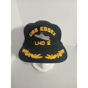 ​VINTAGE USS ESSEX LHD 2 NAVY CAP-IO SNAPBACK Hat Scrambled Eggs Made in USA